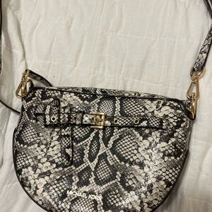 Michael Kors Black and White Crossbody Bag with Snake Print